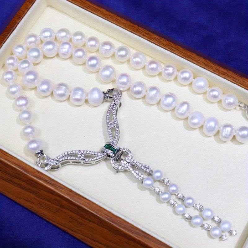 Women's Freshwater Pearl Necklace 8-9mm Natural Round Skin Gloss Formal Jewelry