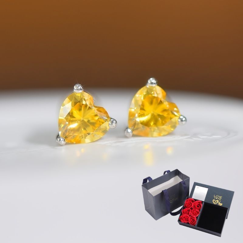Sterling Silver Heart Moissanite Stud Earrings 1.0 Ct for Anniversary Birthday