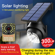 Solar-Powered Motion Detector Flood Light with Faux Security Camera for Outdoor Yard Garden Garage