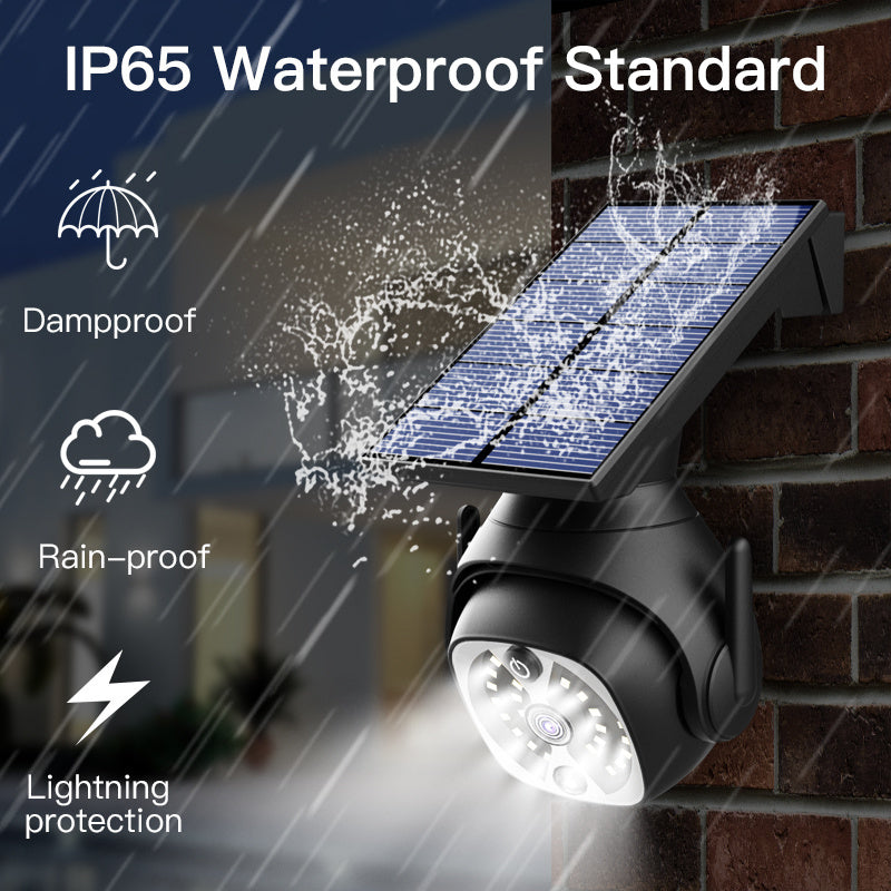 Solar-Powered Motion Detector Flood Light with Faux Security Camera for Outdoor Yard Garden Garage