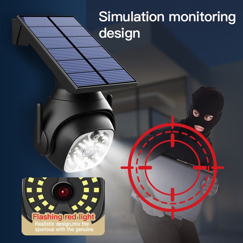 Solar-Powered Motion Detector Flood Light with Faux Security Camera for Outdoor Yard Garden Garage