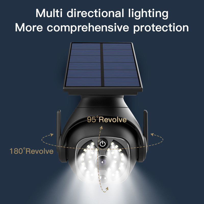 Solar-Powered Motion Detector Flood Light with Faux Security Camera for Outdoor Yard Garden Garage