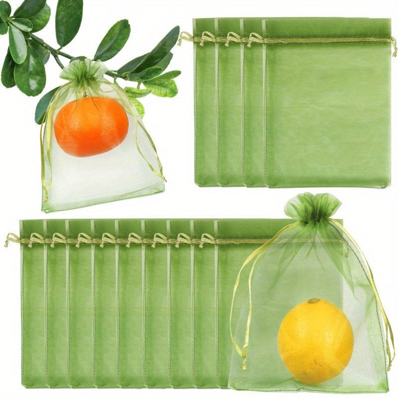 Green Polyester Fruit Protection Bags Pack of 50 Insect Netting for Garden