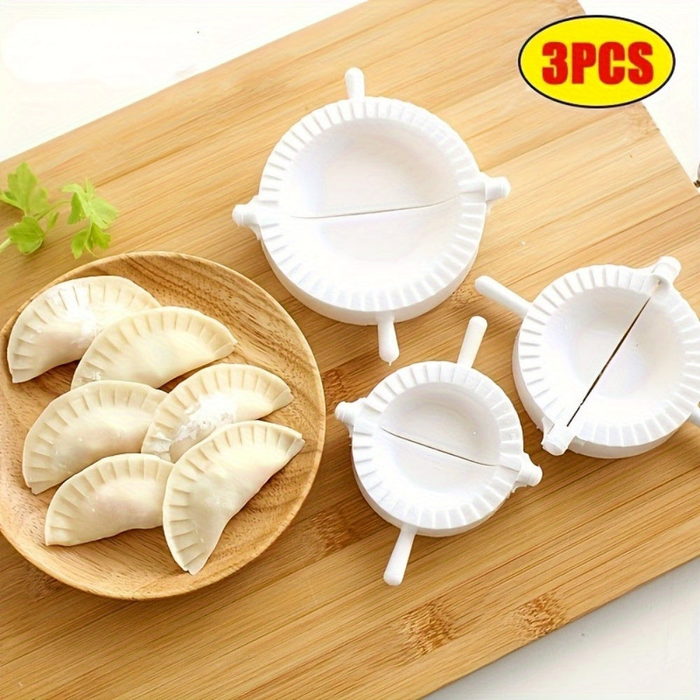 3 ta qo'lda dumpling qoliplari to'plami, oson xamir bosuvchi, uyda tayyorlangan dumplinglar uchun plastik qisqich asboblari