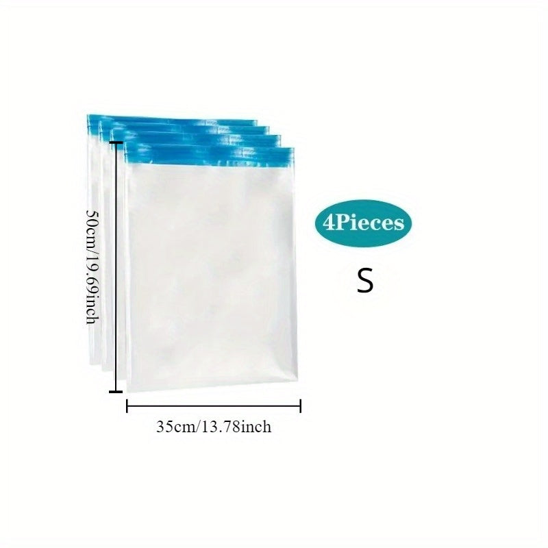 Juego de 4 bolsas de compresión para viajes para espacio de equipaje y almacenamiento en cruceros, bolsas enrollables con cremallera de PVC que ahorran espacio