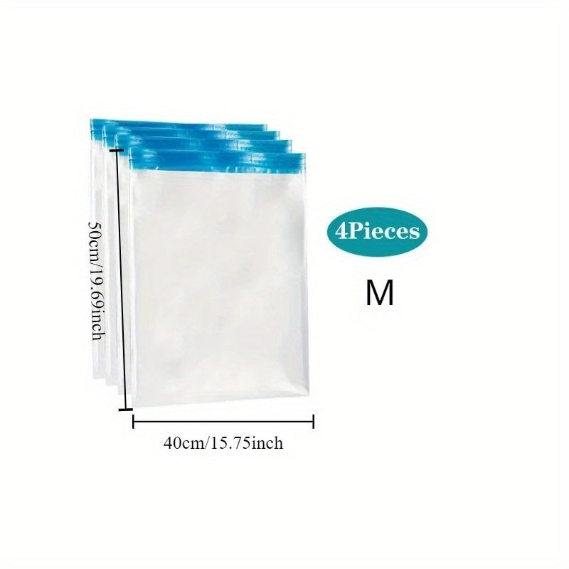 Juego de 4 bolsas de compresión para viajes para espacio de equipaje y almacenamiento en cruceros, bolsas enrollables con cremallera de PVC que ahorran espacio