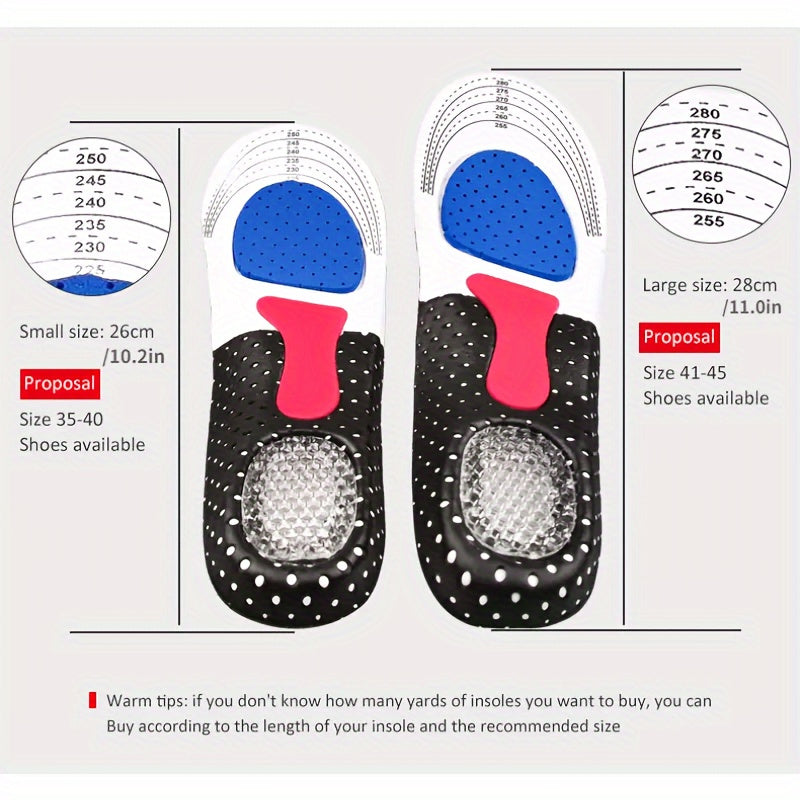 Мужские спортивные стельки из EVA-геля с поддержкой свода и дышащей посадкой