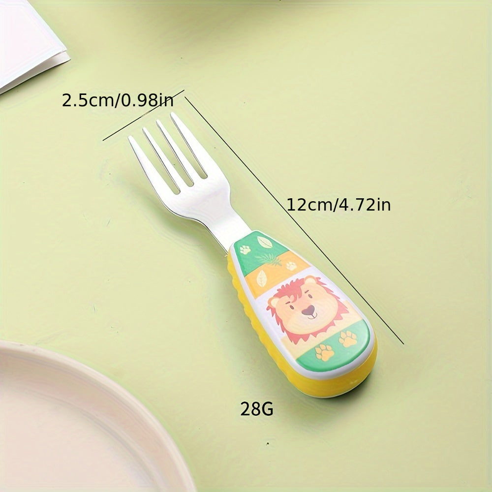 Kids Stainless Steel Utensils Set with Fork and Spoon in Storage Box for Ages 3+