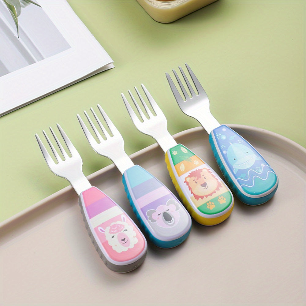 Kids Stainless Steel Utensils Set with Fork and Spoon in Storage Box for Ages 3+