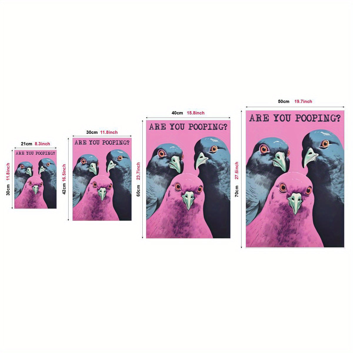 Are You Pooping Cartoon Canvas Wall Art Frameless for Bathroom Bedroom Living Room