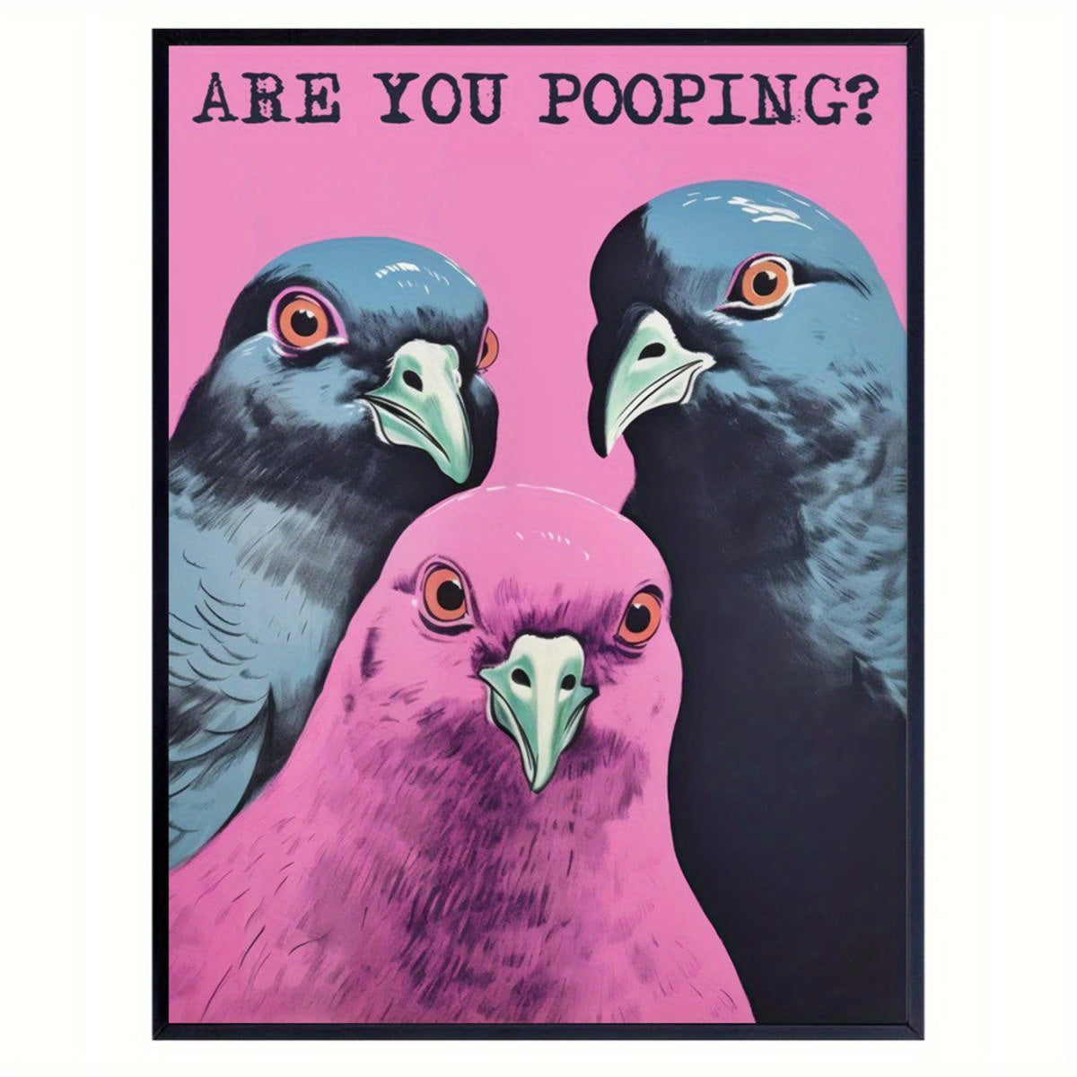 Are You Pooping Cartoon Canvas Wall Art Frameless for Bathroom Bedroom Living Room