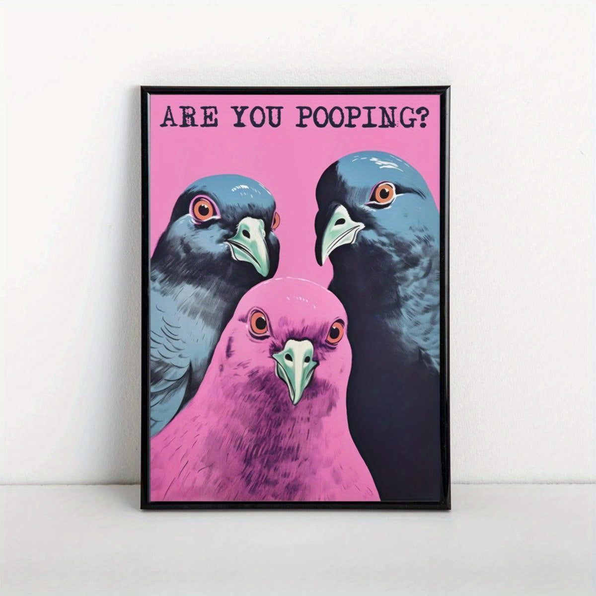 Are You Pooping Cartoon Canvas Wall Art Frameless for Bathroom Bedroom Living Room
