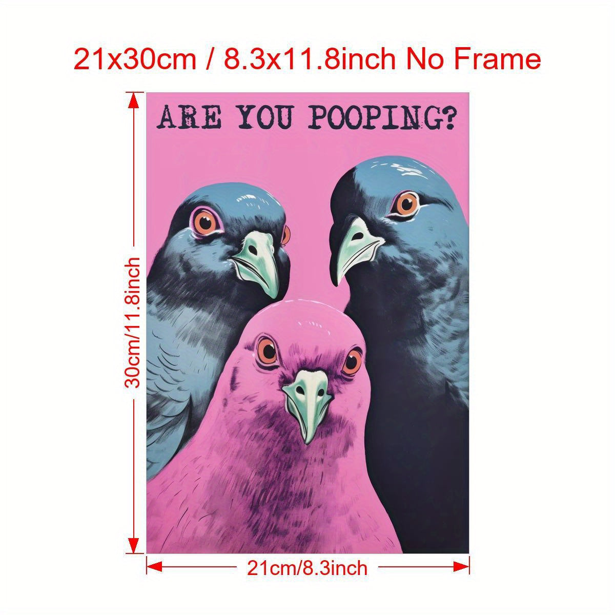 Are You Pooping Cartoon Canvas Wall Art Frameless for Bathroom Bedroom Living Room