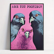Are You Pooping Cartoon Canvas Wall Art Frameless for Bathroom Bedroom Living Room