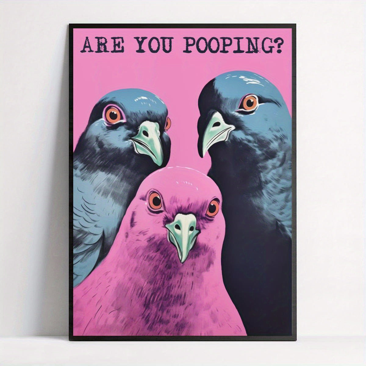 Are You Pooping Cartoon Canvas Wall Art Frameless for Bathroom Bedroom Living Room