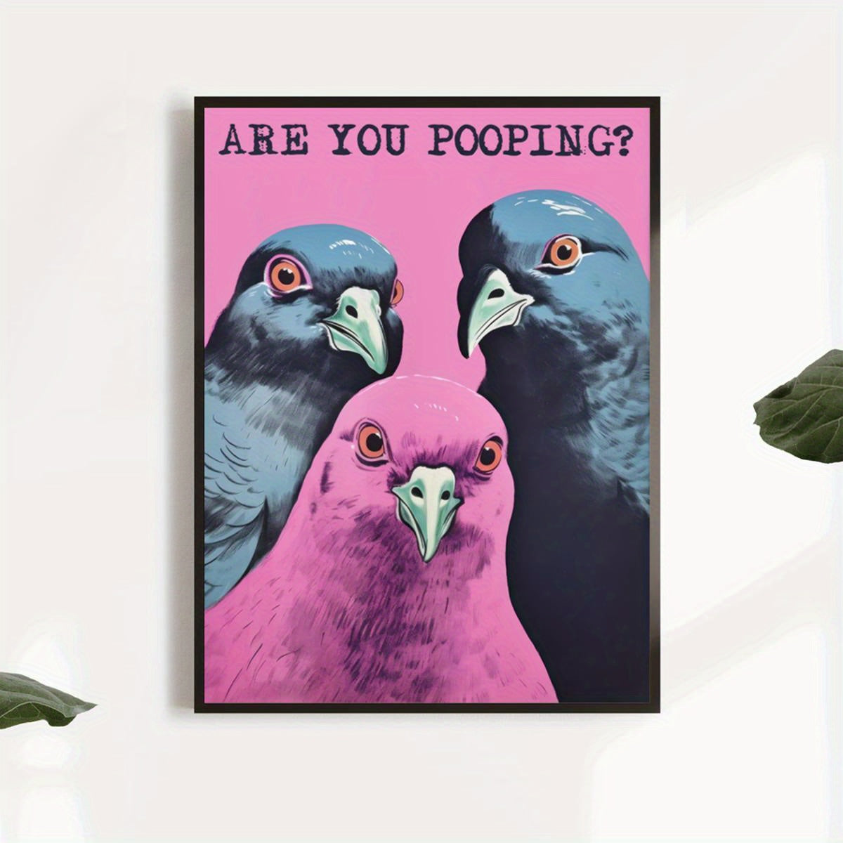 Are You Pooping Cartoon Canvas Wall Art Frameless for Bathroom Bedroom Living Room