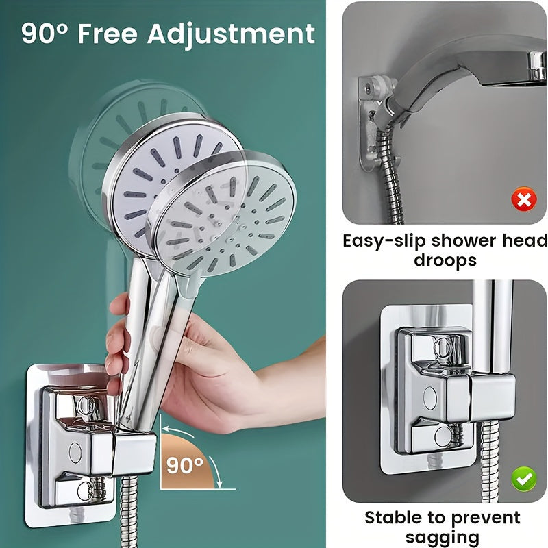 Adjustable Shower Head Bracket with Adhesive Tape Wall Mount for Bathroom