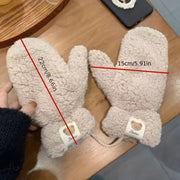 Women's Fleece Mittens with Bear Print Warm Thick Polyester Casual Winter Accessories