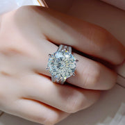 Sterling Silver Moissanite Ring 10CT Round Cut Gold Plated Bohemian Style for Women