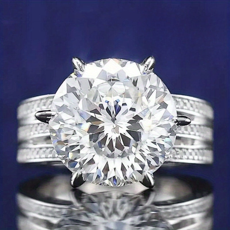 Sterling Silver Moissanite Ring 10CT Round Cut Gold Plated Bohemian Style for Women