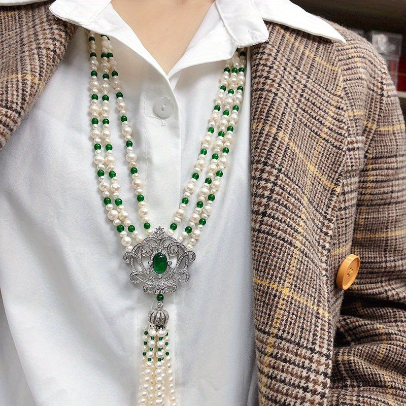 Women's Multi-Strand Pearl Necklace Elegant Layered Jewelry for Casual or Formal Wear