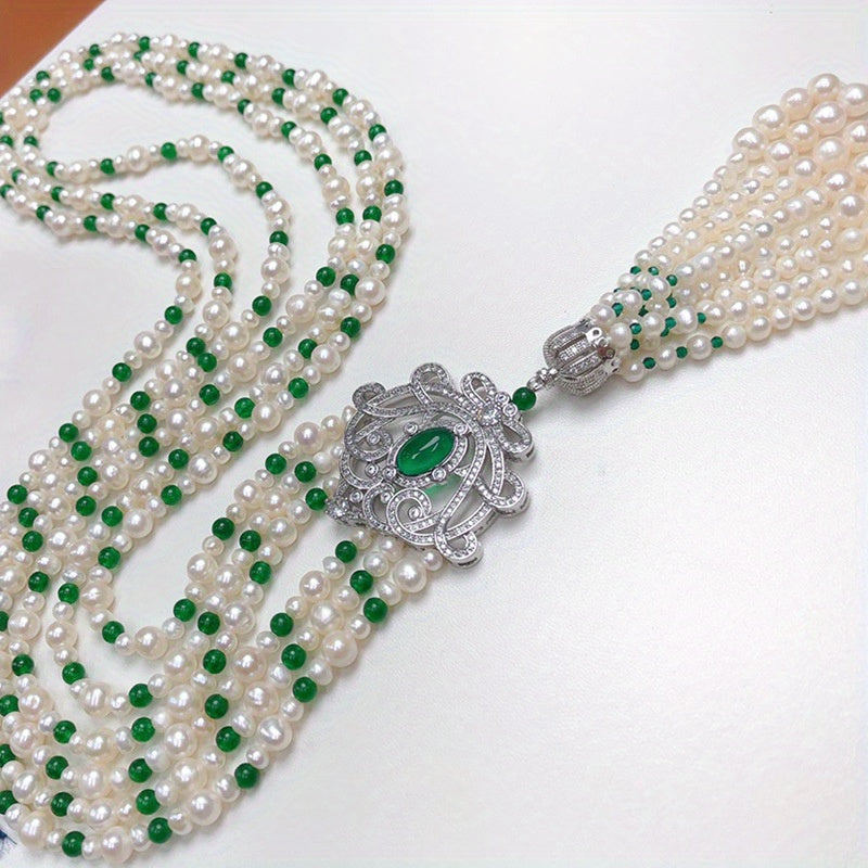 Women's Multi-Strand Pearl Necklace Elegant Layered Jewelry for Casual or Formal Wear