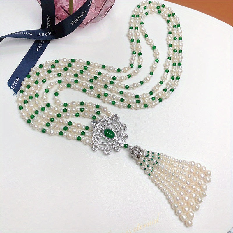 Women's Multi-Strand Pearl Necklace Elegant Layered Jewelry for Casual or Formal Wear