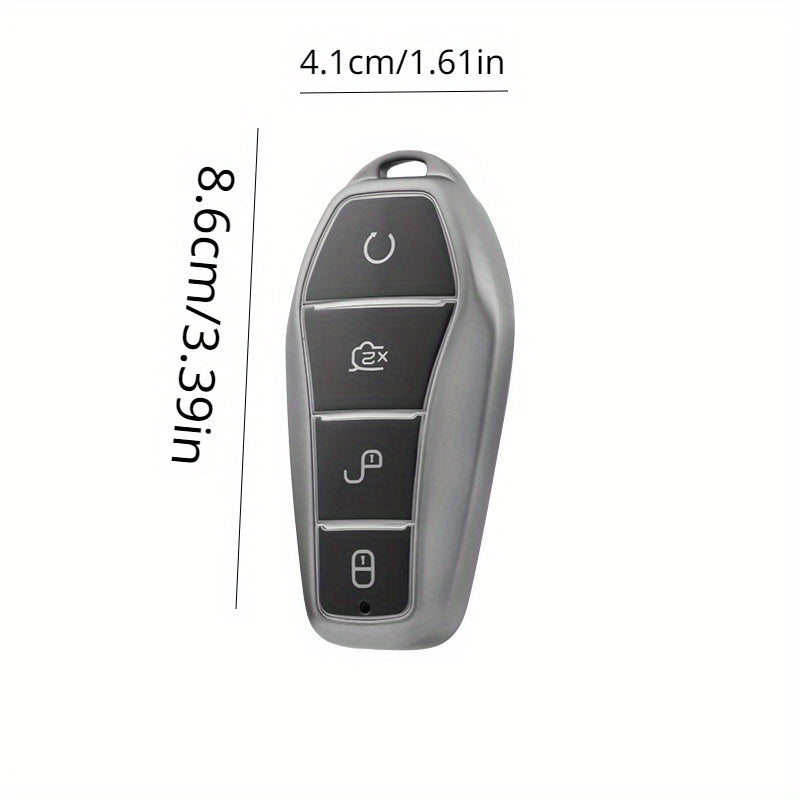 Car Remote Key Fob Cover TPU Case with Keychain for EVs 4 Button
