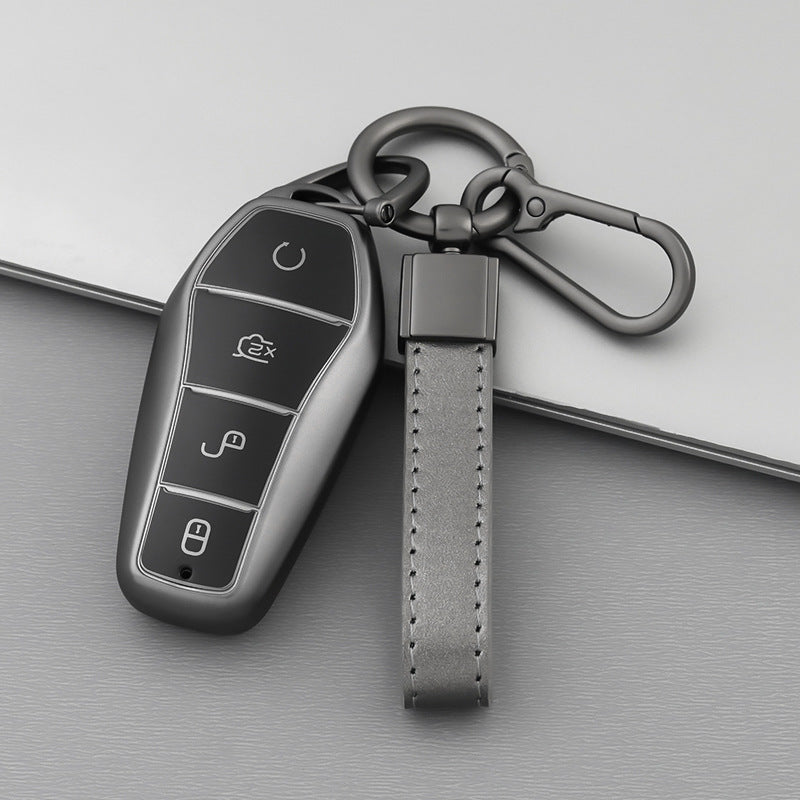 Car Remote Key Fob Cover TPU Case with Keychain for EVs 4 Button