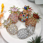 Crystal Pineapple Brooch with Rhinestones and High-End Design