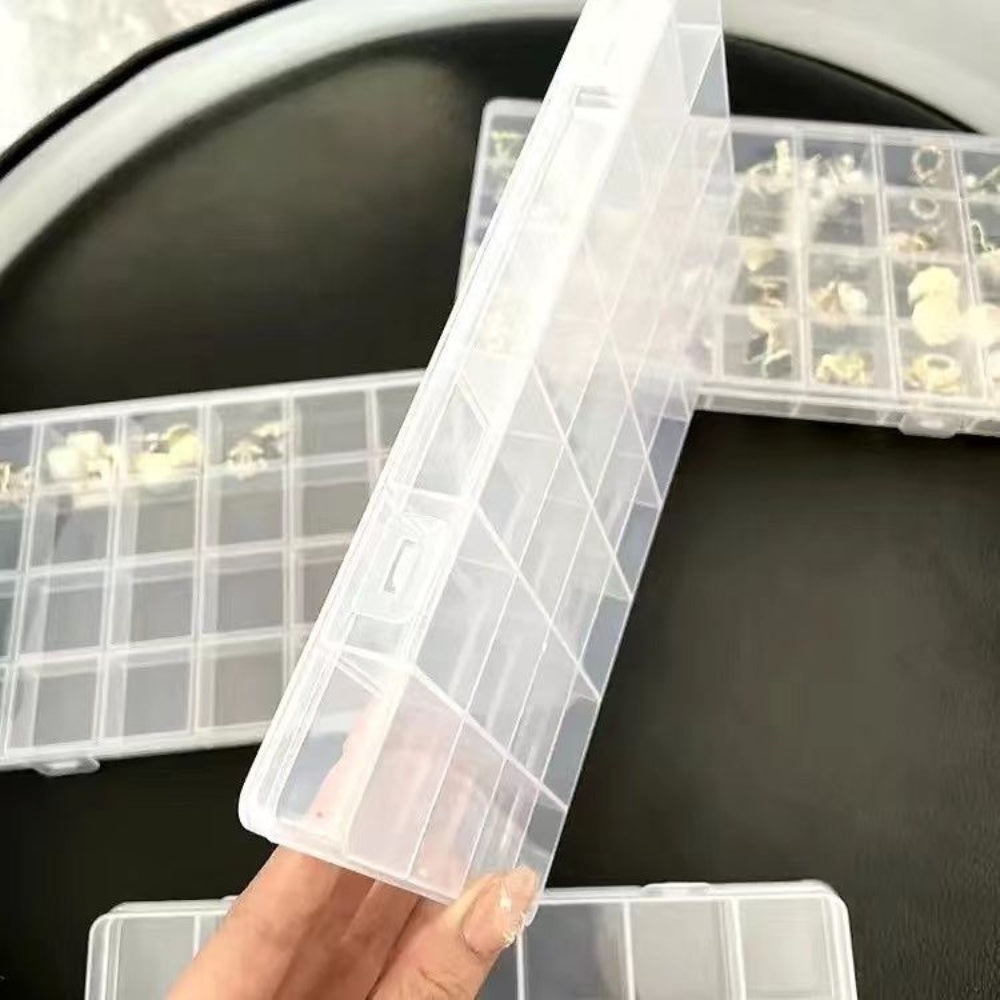 Organizador de almacenamiento de plástico con tapa, 24 compartimentos para joyas, cuentas y suministros de manualidades