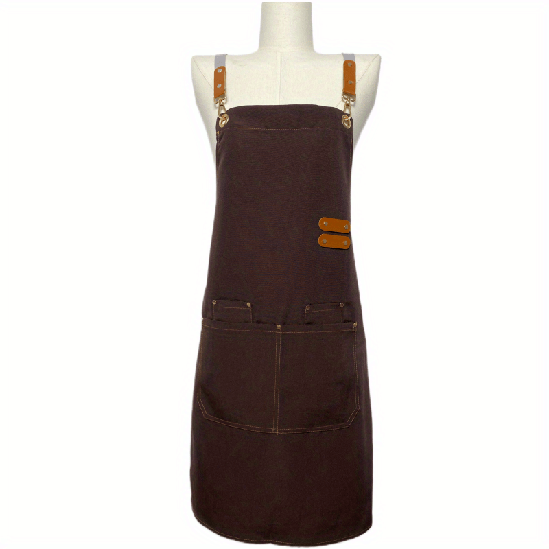 Unisex Polyester Bib Apron with Pockets for Restaurants and Cafes
