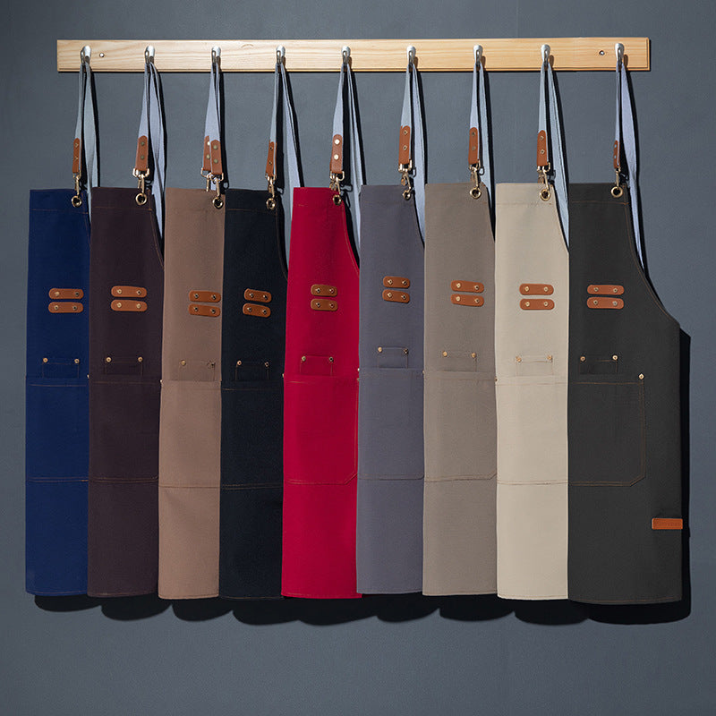 Unisex Polyester Bib Apron with Pockets for Restaurants and Cafes