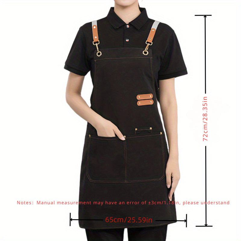 Unisex Polyester Bib Apron with Pockets for Restaurants and Cafes