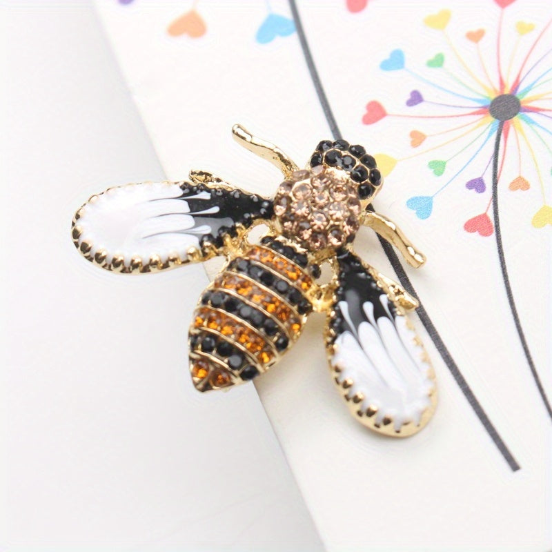 Whimsical Bee Brooch Pin with Rhinestones for Women Elegant Insect Lapel Accessory