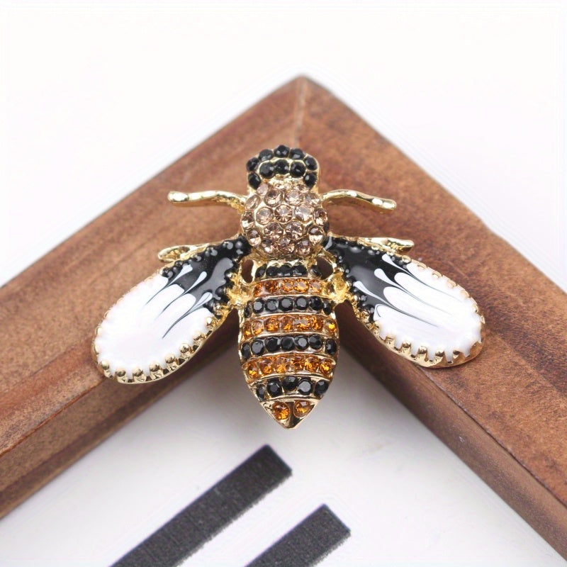 Whimsical Bee Brooch Pin with Rhinestones for Women Elegant Insect Lapel Accessory