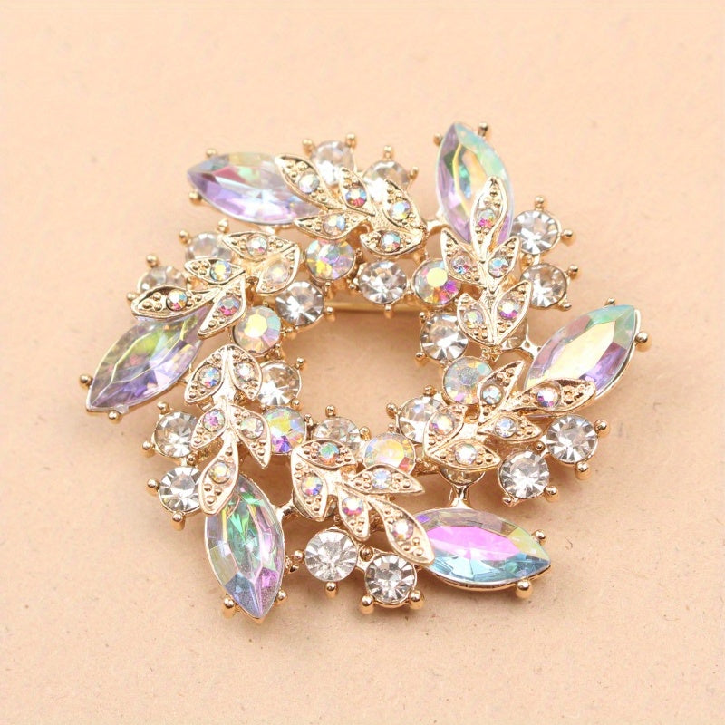 Elegant Bauhinia Flower Brooch Rhinestone Pin for Coats and Suits Anti-Slip Design