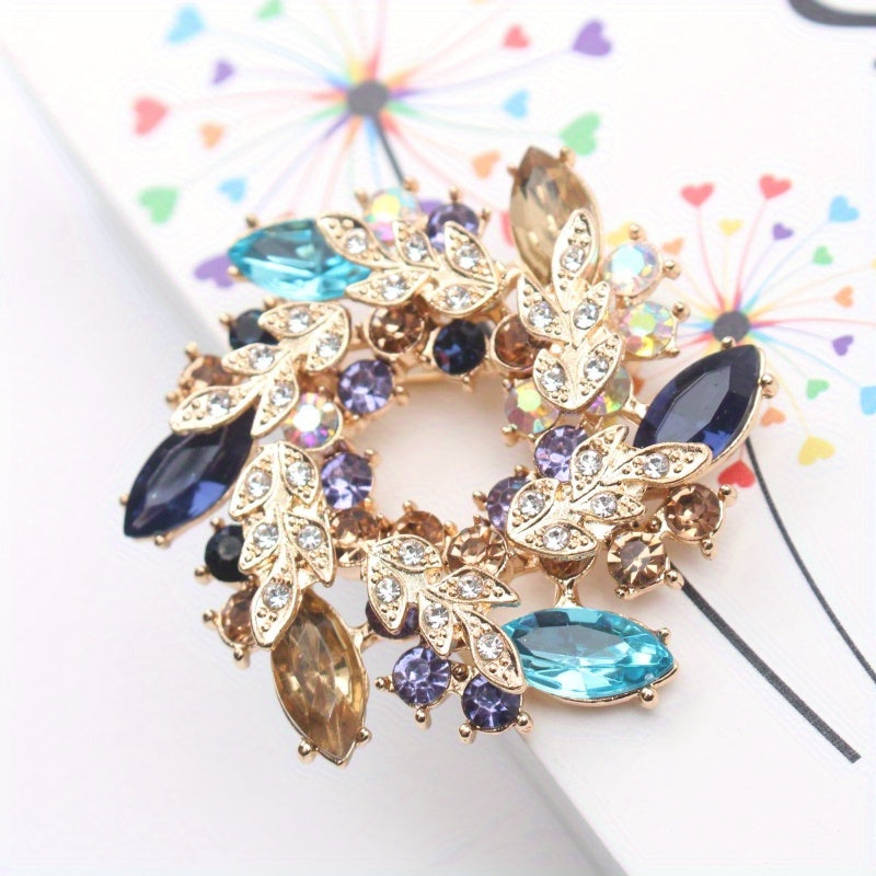 Elegant Bauhinia Flower Brooch Rhinestone Pin for Coats and Suits Anti-Slip Design