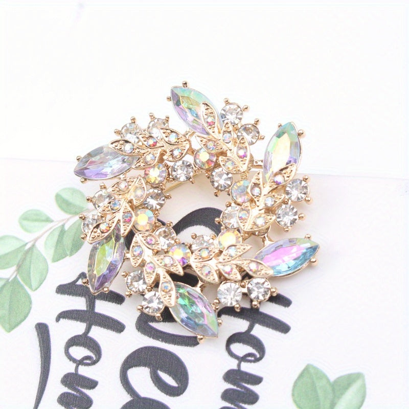 Elegant Bauhinia Flower Brooch Rhinestone Pin for Coats and Suits Anti-Slip Design
