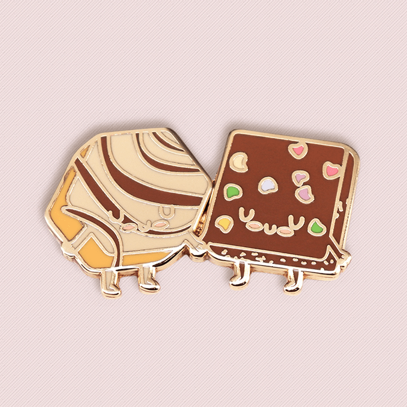 Vintage Brownie Cake Enamel Pin Kawaii Cookie Dessert Brooch for Clothing Bags Hats