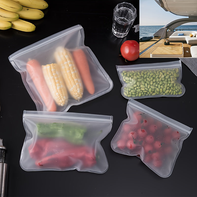 Set of 5 Reusable Silicone Food Storage Bags Leakproof Stand-Up Containers for Kitchen and Dining