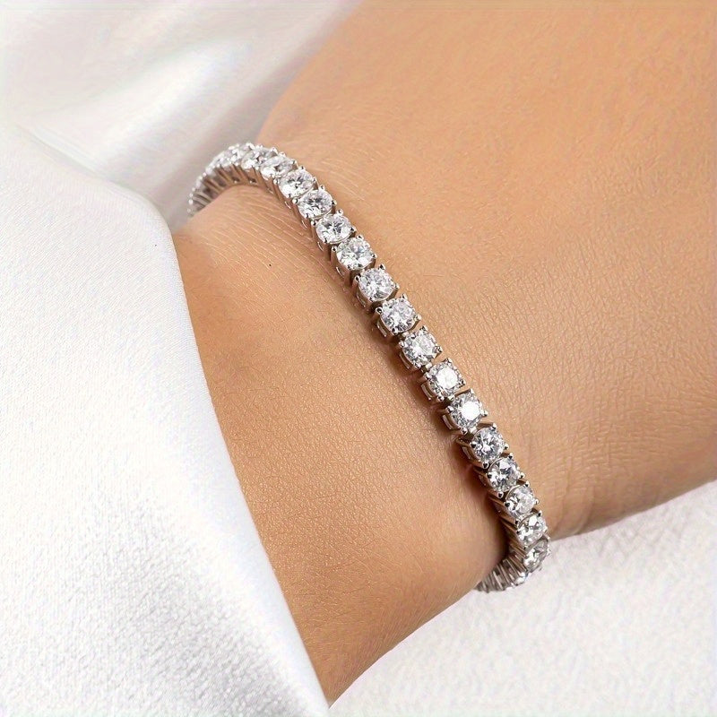 Moissanite Tennis Bracelet 28ct Round Cut Sterling Silver Vintage Style for Daily Wear