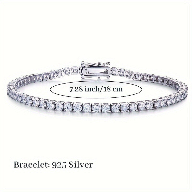 Moissanite Tennis Bracelet 28ct Round Cut Sterling Silver Vintage Style for Daily Wear