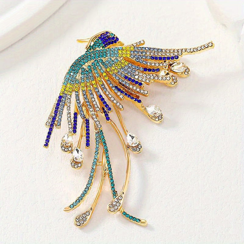 Vintage-Inspired Animal Pin for Women Rhinestone Phoenix Brooch Elegant Jewelry