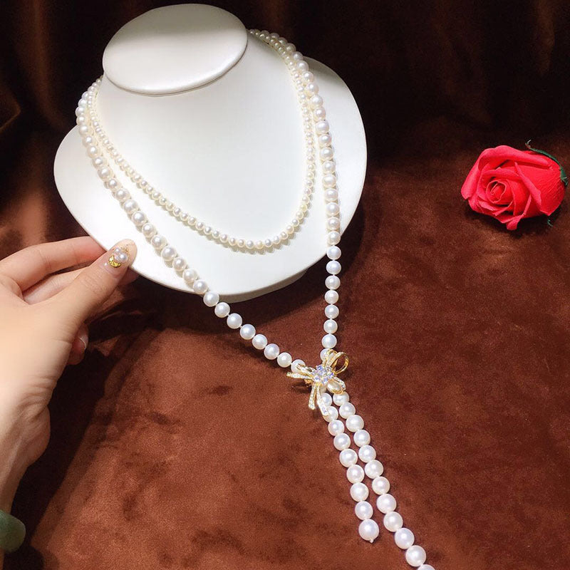 Freshwater Pearl Necklace for Women Y-Shaped Elegant Jewelry Gift