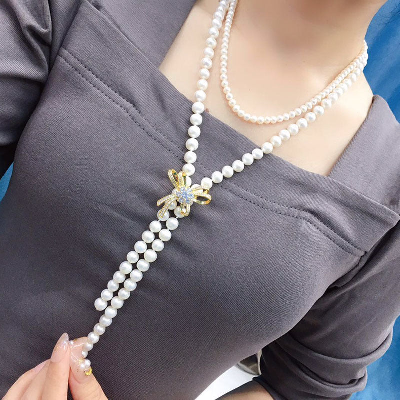 Freshwater Pearl Necklace for Women Y-Shaped Elegant Jewelry Gift