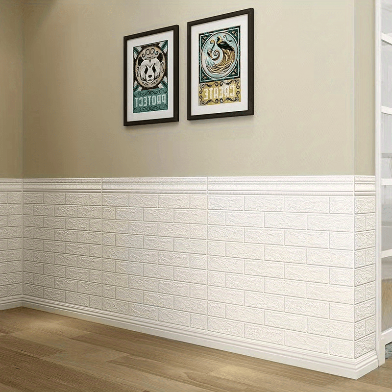 Juego de 10 pegatinas de pared de ladrillo 3D impermeables, resistentes a los golpes, de espuma suave para decoración