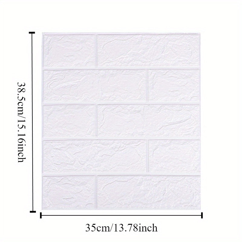 Juego de 10 pegatinas de pared de ladrillo 3D impermeables, resistentes a los golpes, de espuma suave para decoración