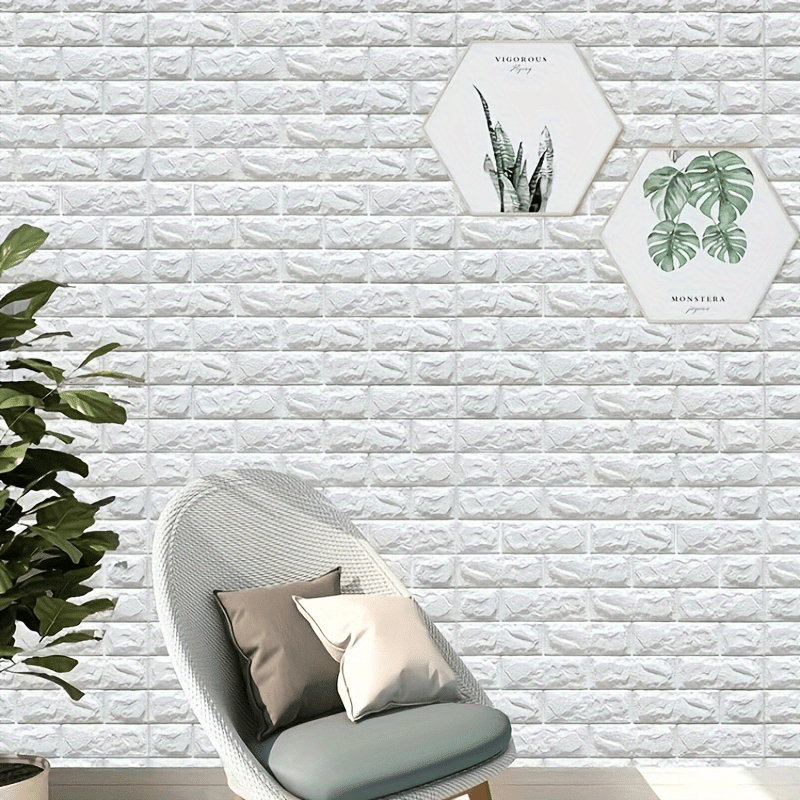 Juego de 10 pegatinas de pared de ladrillo 3D impermeables, resistentes a los golpes, de espuma suave para decoración