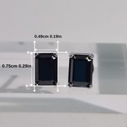 Women’s 1ct Moissanite Stud Earrings Sterling Silver Black Rectangular Jewelry